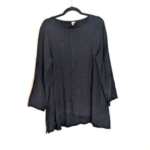 Kleen Asymmetrical Linen Blend Tunic Top Lagenlook Thick Size L